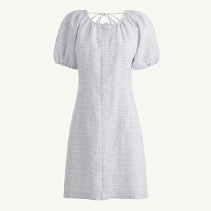 J. Crew Womens Peri Shadow V-Back Linen Shirtdress in White / Blue Gingham